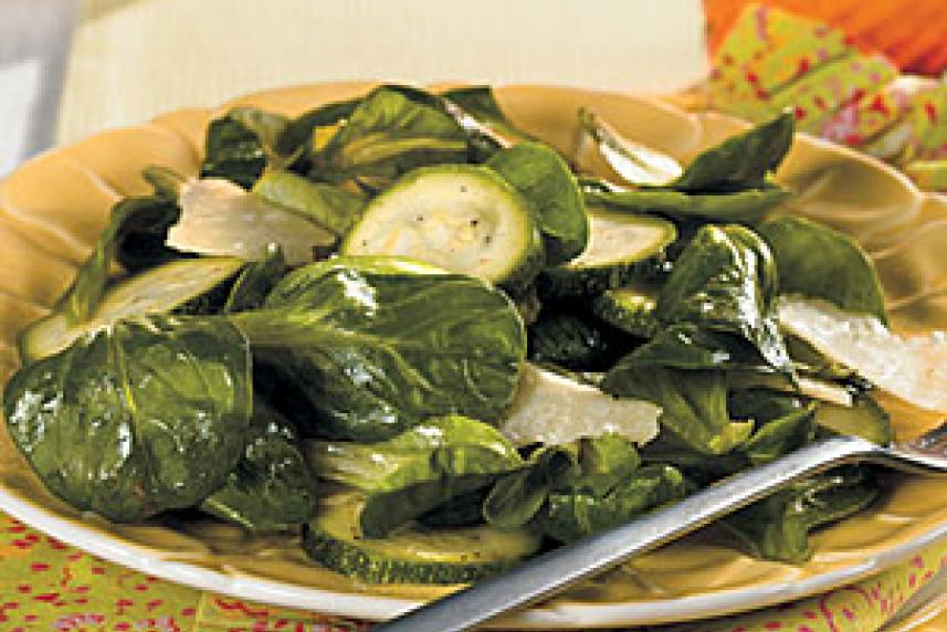 Zucchini, Parmesan, and Mache Salad