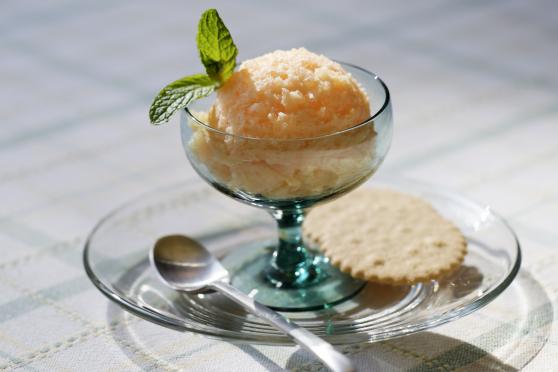 peach and basil sorbet